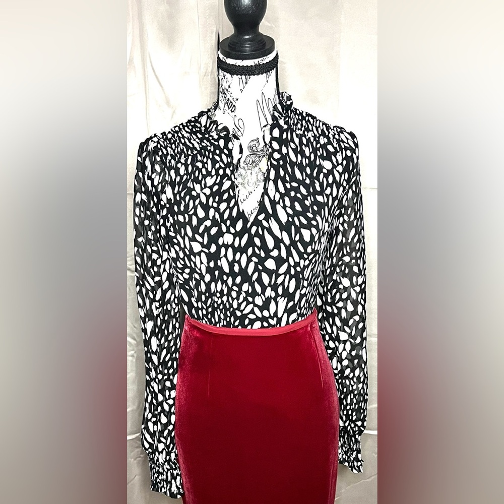WHBM Monochrome Leaf Print Matte Jersey Tunic - XS